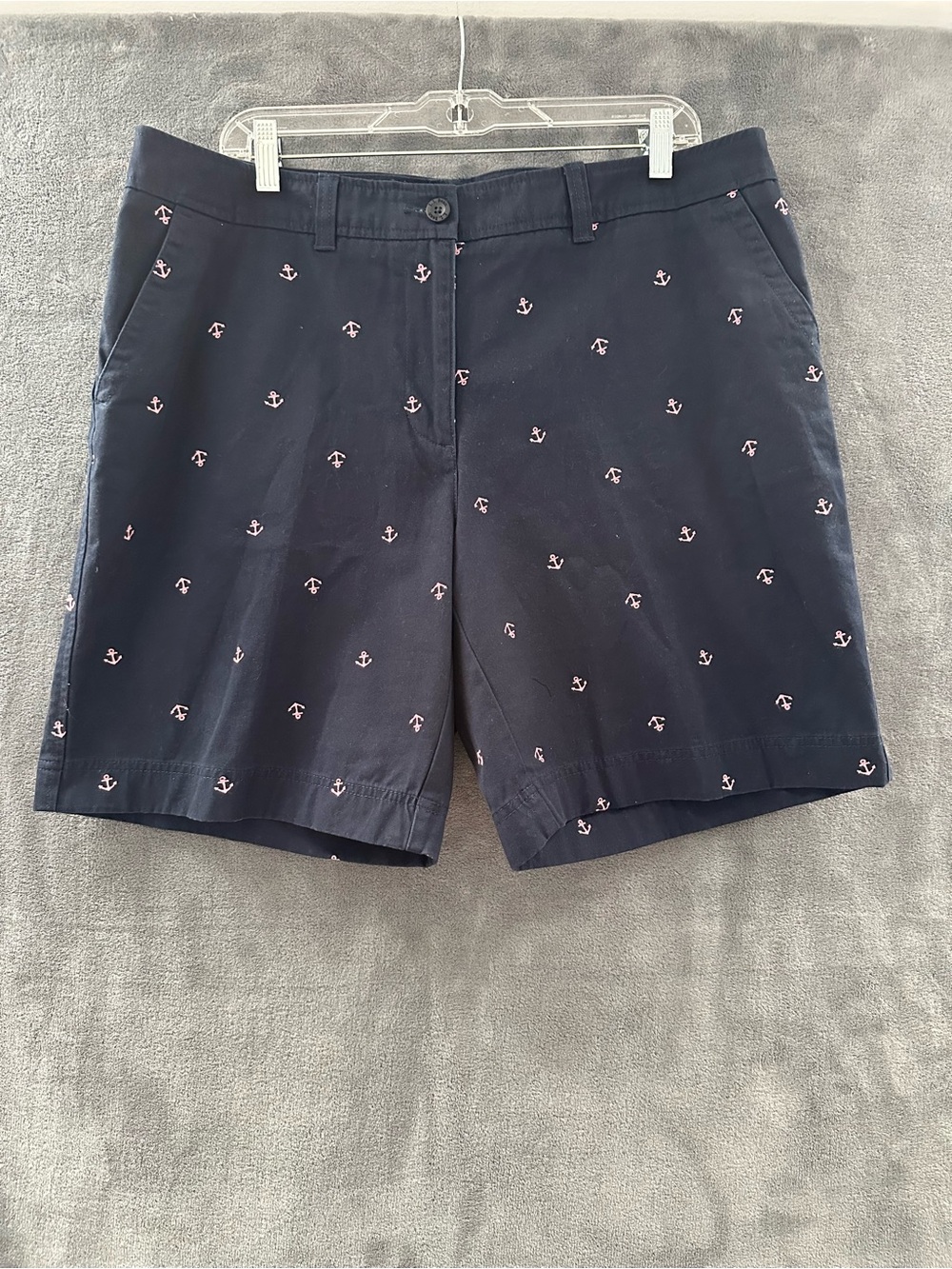 Women’s L.L. Bean Navy Anchor-Embroidered Bermuda Shorts